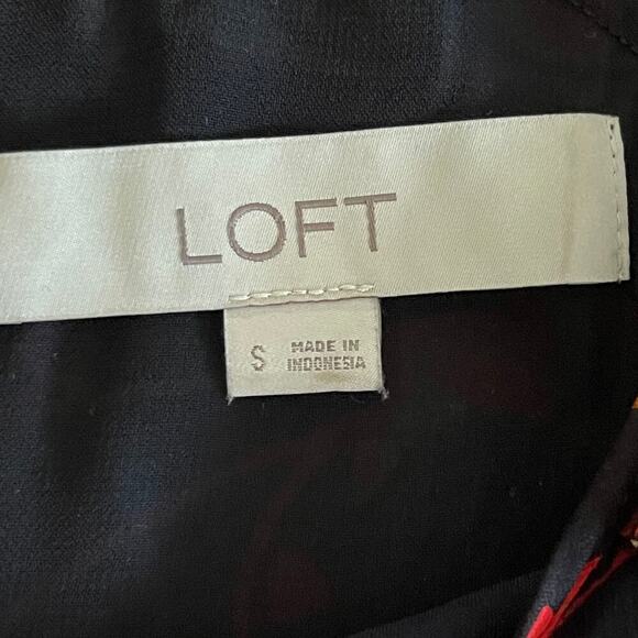 LOFT Women's Ruffle Black Orange Floral Gypsy Bohemian Y2K Style Top Size Small - Picture 4 of 10